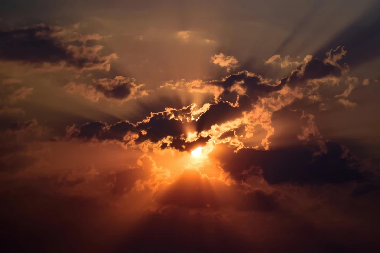 the sun is shining through the clouds, pexels contest winner, romanticism, sunset lighting 8k, ((sunset)), dramatic reddish light, instagram post