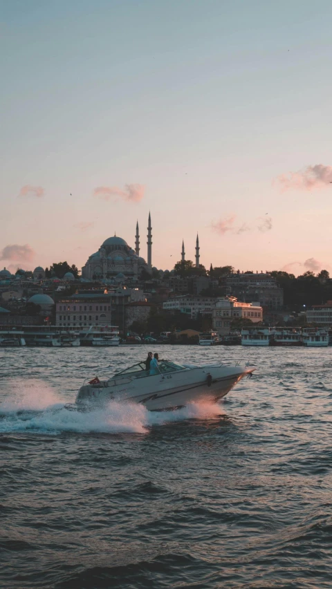 a couple of boats that are in the water, by Tobias Stimmer, pexels contest winner, hurufiyya, fallout style istanbul, 2 5 6 x 2 5 6, full body image, thumbnail