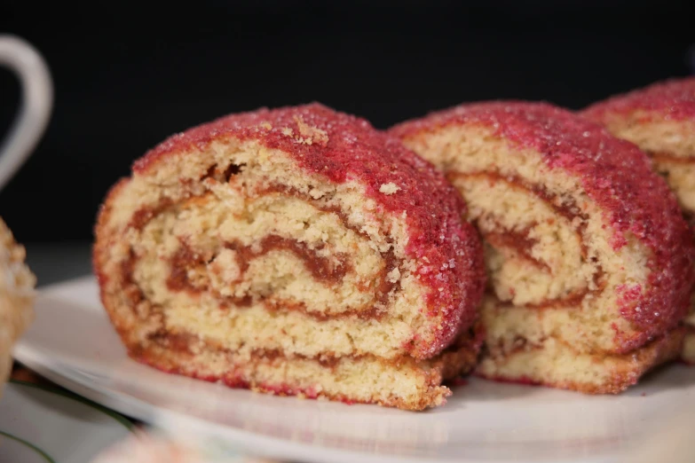 a close up of a piece of cake on a plate