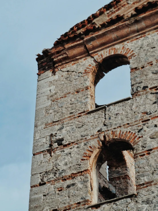 a clock that is on the side of a building, an album cover, pexels contest winner, romanesque, building destroyed, southern slav features, profile image, promo image