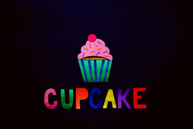a cupcake with a cherry on top of it, an album cover, inspired by Howard Arkley, unsplash, graffiti, glow in the dark, ( ( theatrical ) ), fashion neon light, avatar image