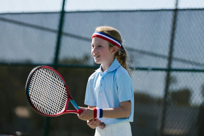 a young girl holding a tennis racquet on a tennis court, a portrait, by Bertram Brooker, shutterstock, girl wearing uniform, 15081959 21121991 01012000 4k, fancy dress, thumbnail