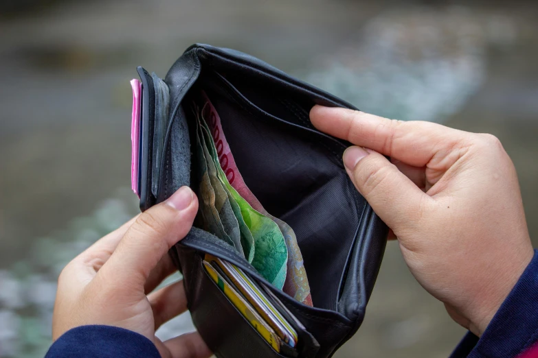 a close up of a person holding a wallet, happening, sunken, full of colour, cash, picnic