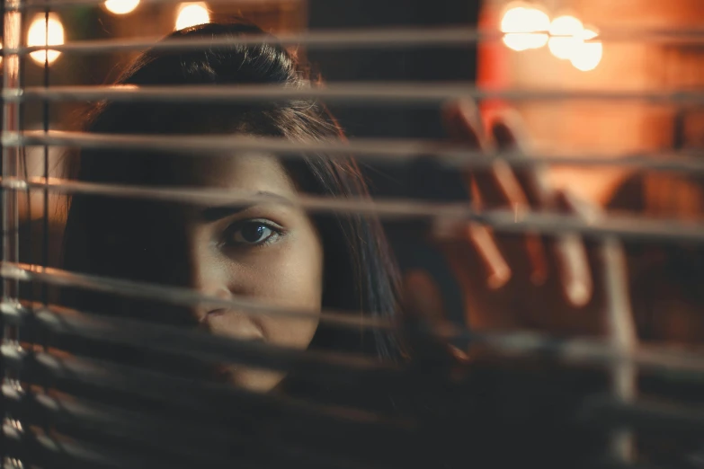 a close up of a person looking out of a window, at night, sexy eyes, trapped in the backrooms, looking defiantly at the camera