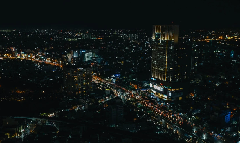 an aerial view of a city at night, pexels contest winner, square, japanese, unsplash 4k, koyaanisqatsi
