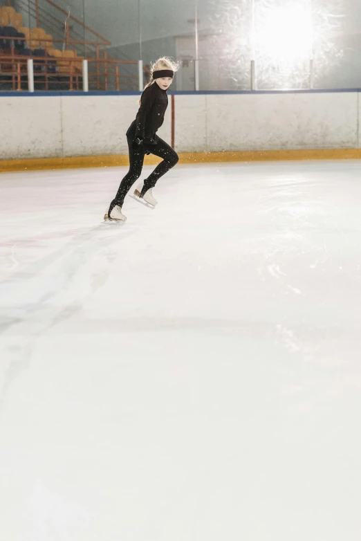 a person is skating on an ice rink, by Andries Stock, arabesque, smooth surface, no logo, no cropping, square