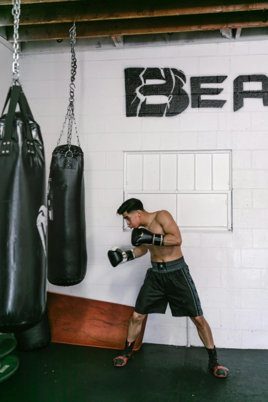 a man standing next to a punching bag, bereal, profile image, bears, zac retz