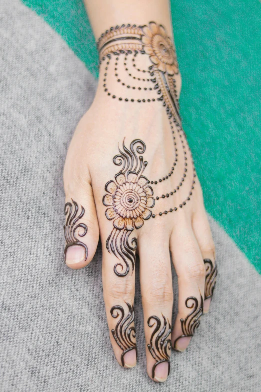 a woman's hand with henna tattoos on it, square, 15081959 21121991 01012000 4k, medium long shot, pastel'