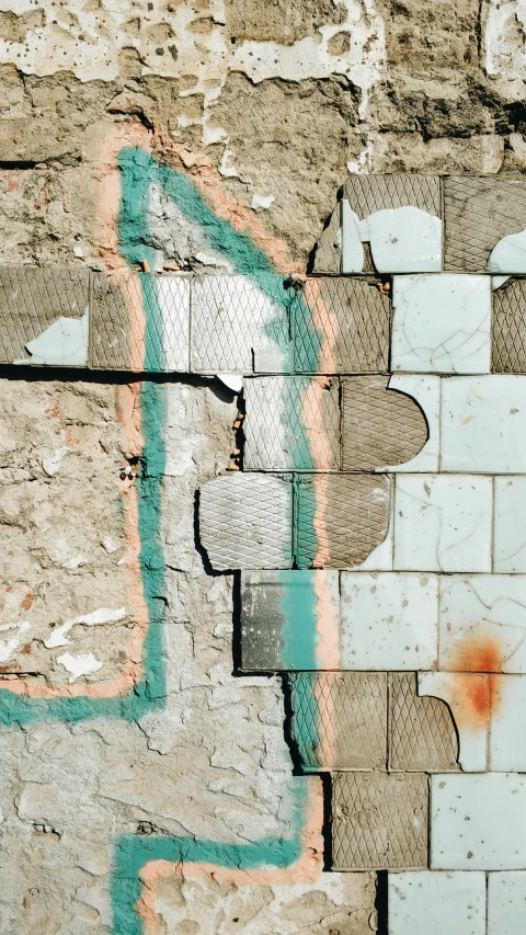 a red fire hydrant sitting next to a brick wall, an album cover, inspired by Rachel Whiteread, unsplash, concrete art, broken tiles, street of teal stone, layers on layers on layers, texture detail