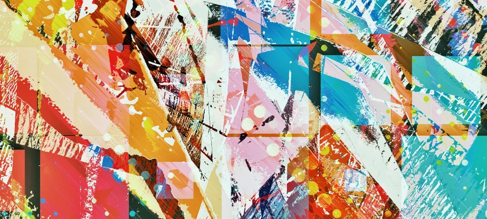 a close up of a painting on a wall, inspired by James Rosenquist, abstract art, digital art - n 9, multicolored, fragmented, 144x144 canvas