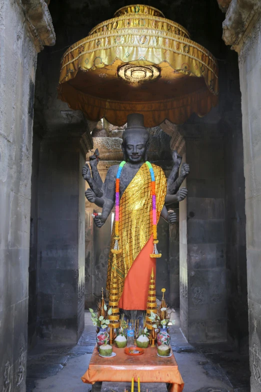 a statue that is inside of a building, shrines, full body length, posing, the grand temple of flowers