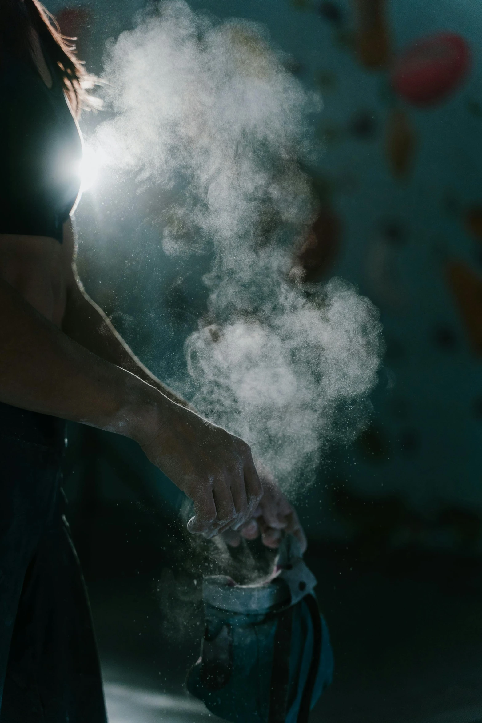 a woman holding a kettle with steam coming out of it, inspired by Elsa Bleda, pexels contest winner, process art, smoking weed, volumetric smoke and shadows, smoking a bowl of hash together, mdma