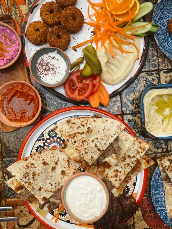 a table topped with lots of different types of food, dau-al-set, handheld, profile image, high angle close up shot, thumbnail