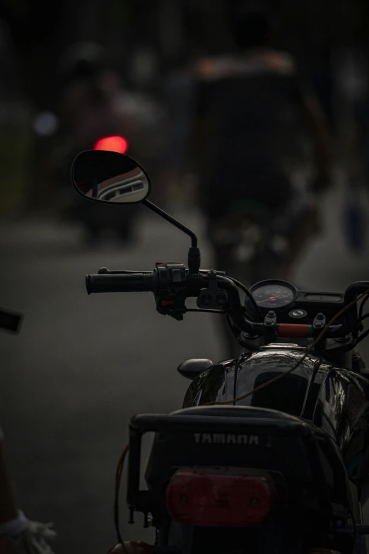 a motorcycle parked on the side of a road, pexels contest winner, horns with indicator lights, indonesia, black, square