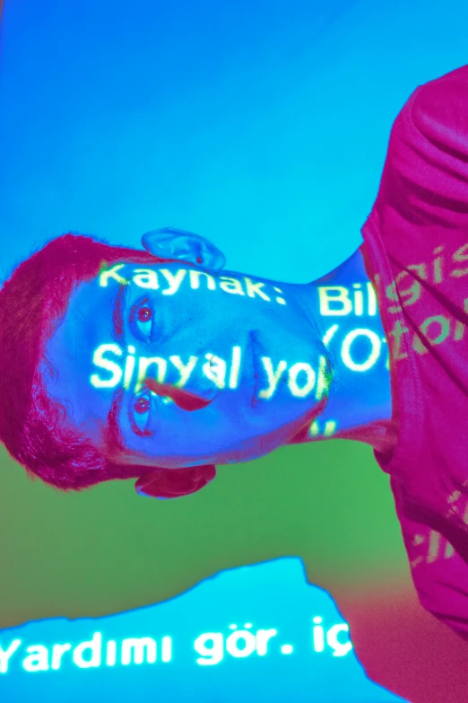 a close up of a person holding a tennis racquet, a raytraced image, by Niyazi Selimoglu, ascii art, wearing a neon blue hoodie, overlaid with cyrillic words, biennale, zayn malik