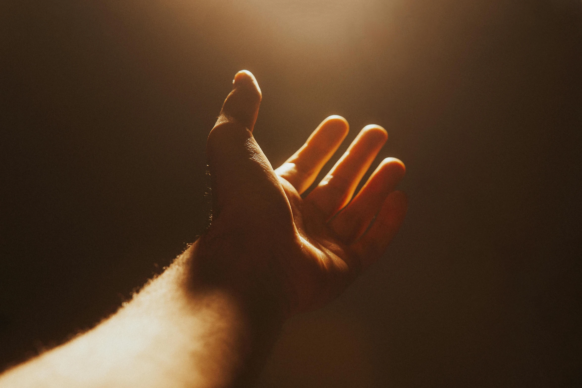 a person holding their hand up in the air, unsplash, light and space, medium format. soft light, holy glow, morning light showing injuries, volumetric light from below