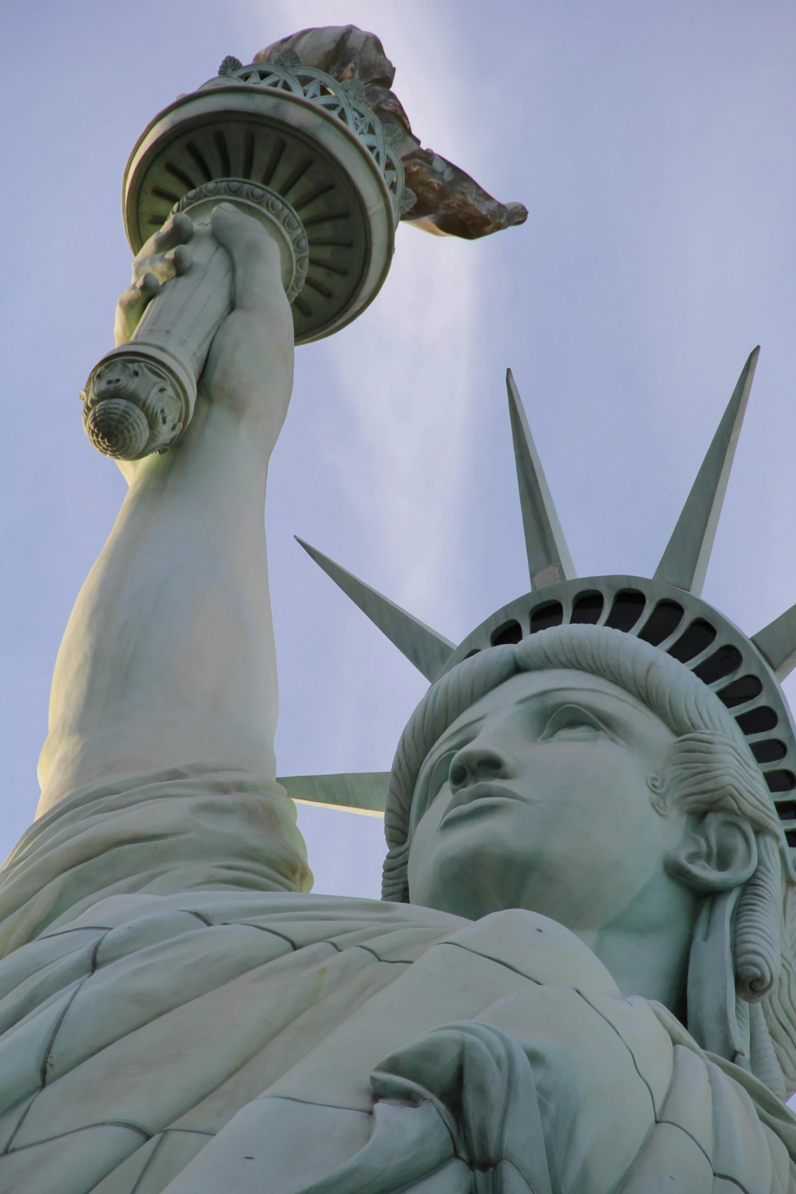 a close up of the statue of liberty, a statue, by Robert Thomas, exterior, up-close, beautiful views