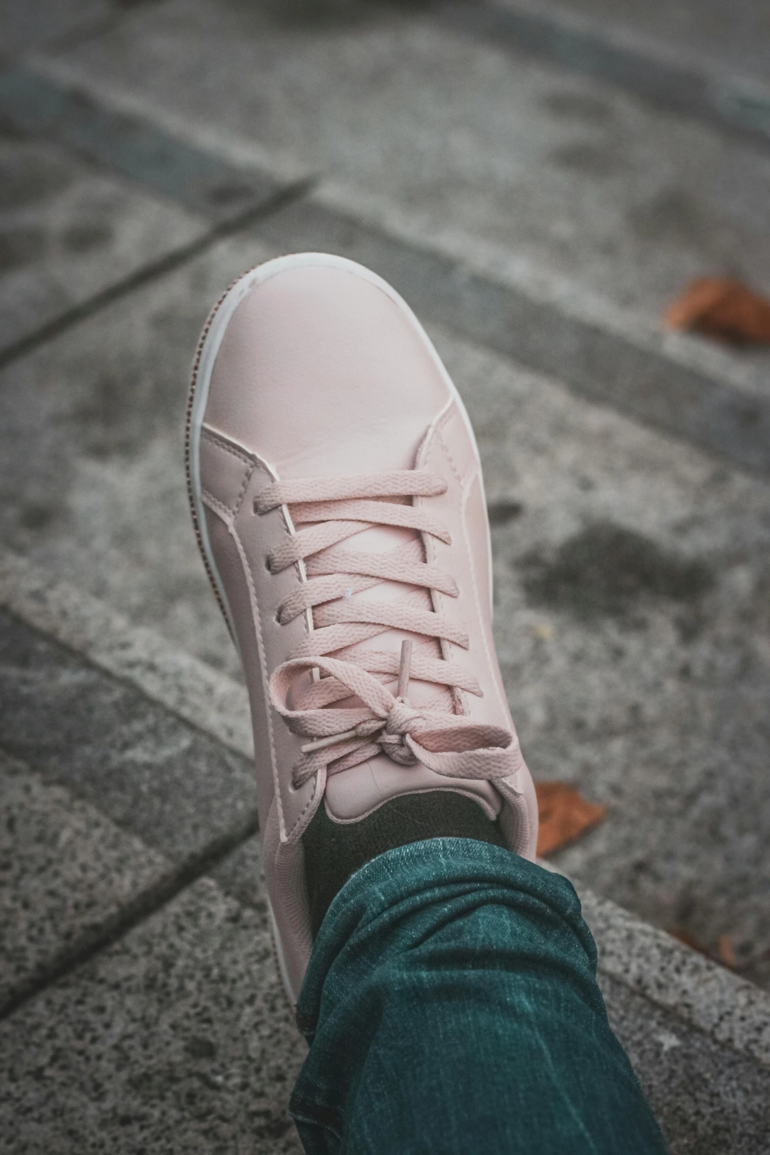 a close up of a person's feet wearing pink sneakers, trending on pexels, renaissance, leather shoes, avatar image, centered shot, light pink