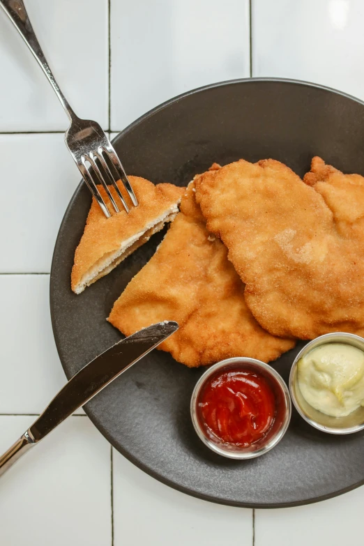 a plate that has some kind of food on it, battered, slavic features, fan favorite, 6 pack