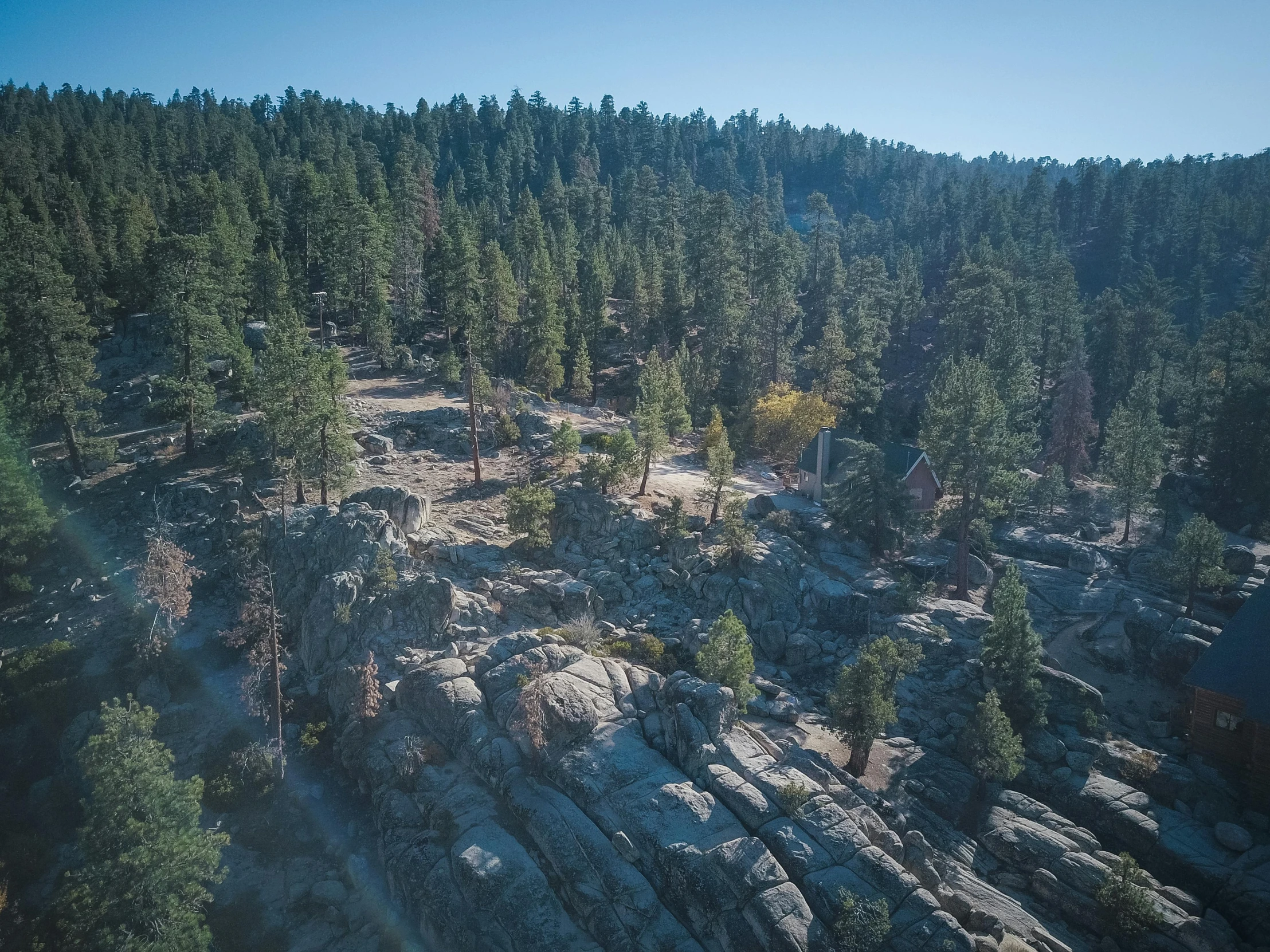 a bird's eye view of some rocks and trees, a photo, big bear lake california, campsites, 4k image”, gumroad