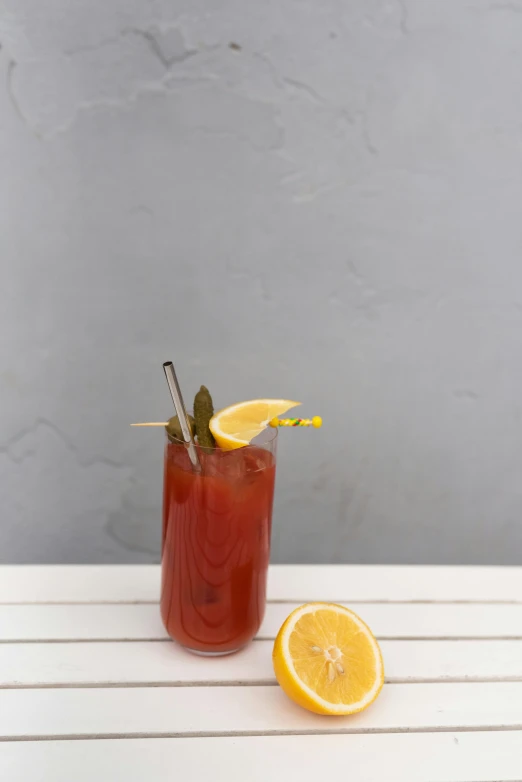 a bloody drink with a garnish garnish garnish garnish garnish garnish garnish garn, a portrait, inspired by Pogus Caesar, unsplash, on a gray background, very sunny, full length photo, square