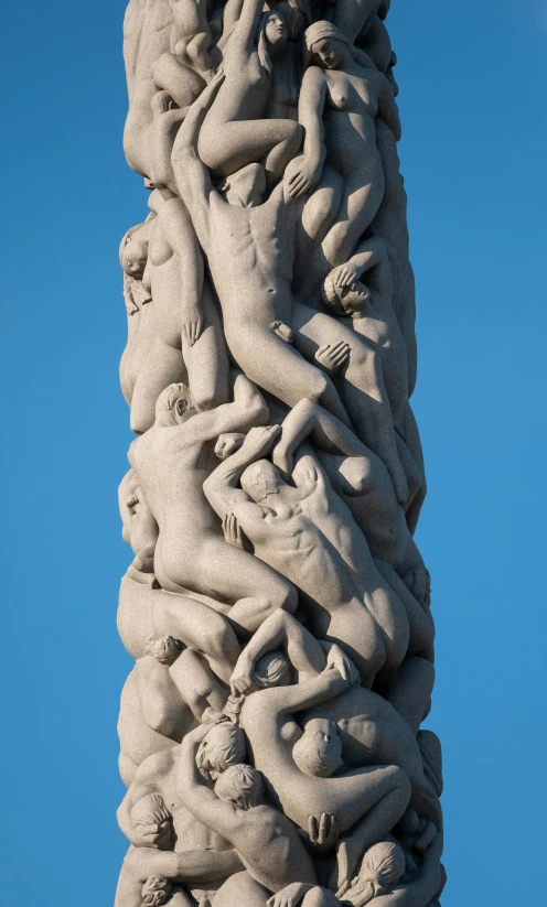 a tall column with statues on top of it, inspired by Sir Jacob Epstein, kalevala, contorted limbs, upscaled to high resolution, 15081959 21121991 01012000 4k