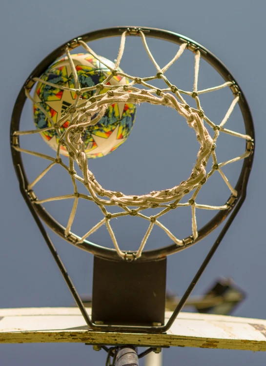 a basketball hoop with a ball inside of it, by Matt Cavotta, net art, brine lacrosse stick, intricate photo, taken in 2022, profile image