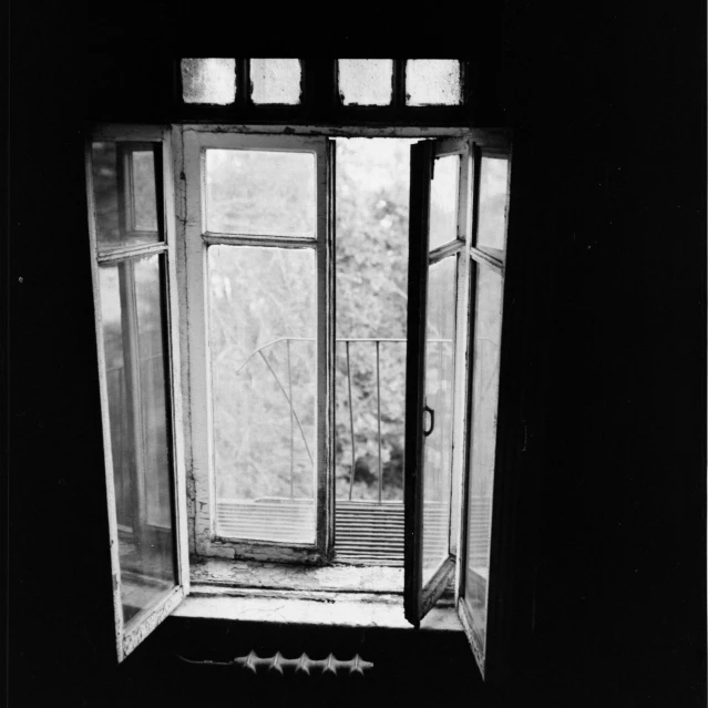 a black and white photo of an open window, istván sándorfi, ansel ], french door window, taras susak