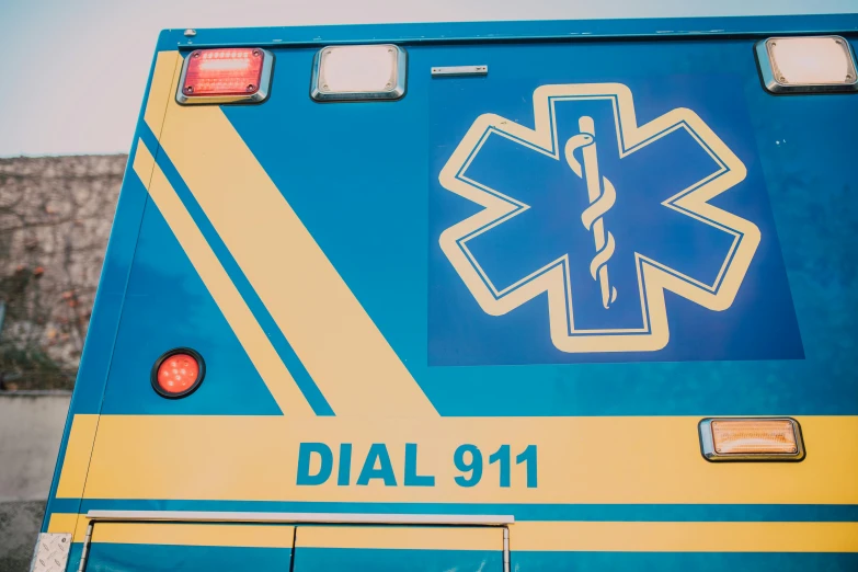 a close up of the back of an ambulance, a photo, dial