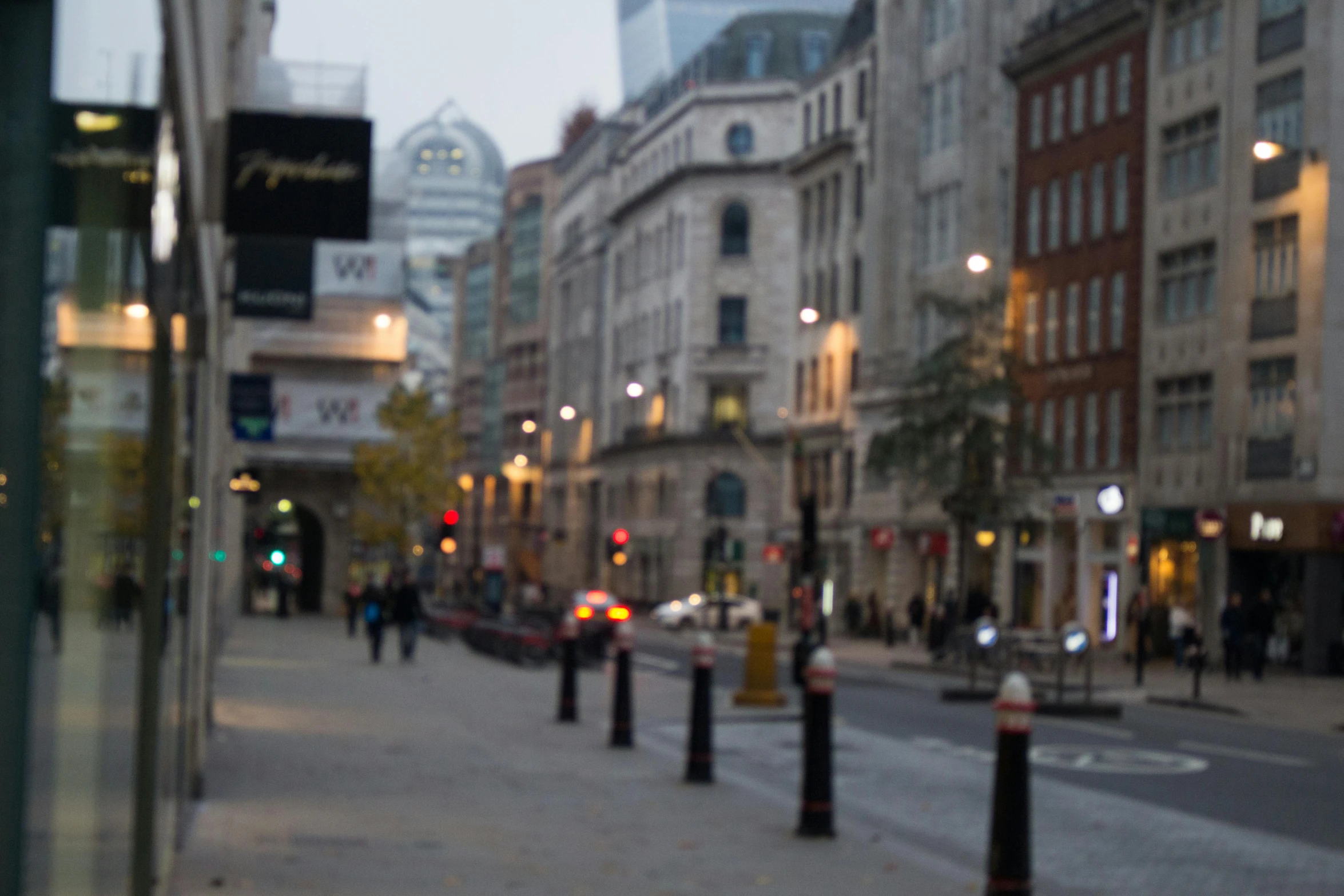 a city street filled with lots of tall buildings, a picture, london streets in background, warm street lights store front, square, professional image