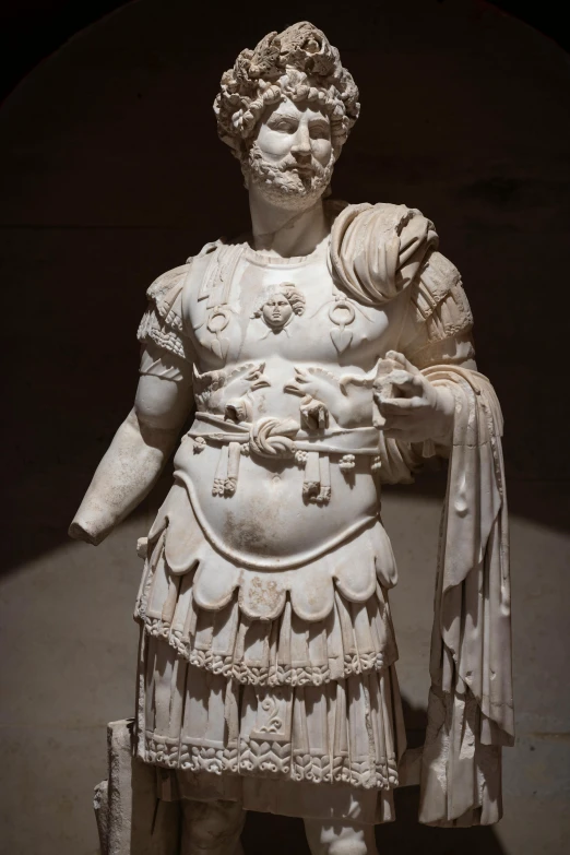 a statue of a man dressed in roman clothing, full-figure, general human form, complex and intricate, foam