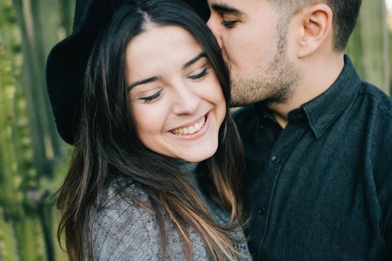 a man and a woman standing next to each other, pexels contest winner, kissing smile, pokimane, 15081959 21121991 01012000 4k, portrait close up