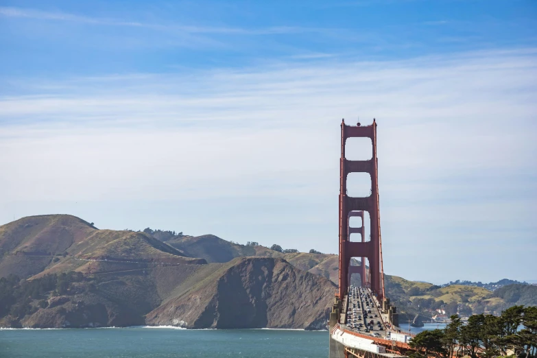 a boat that is sitting in the water, by Kristin Nelson, pexels contest winner, renaissance, golden gate, background image, panoramic shot, stacked image