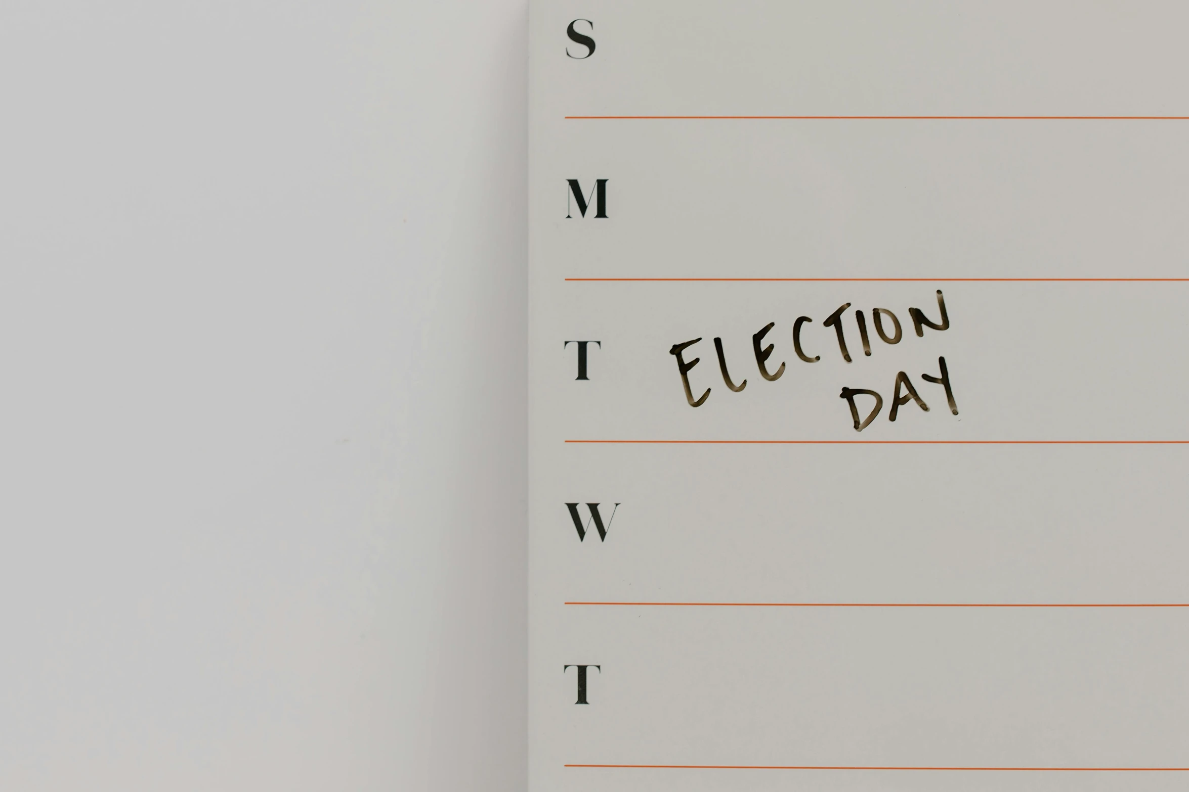 a notepad with the words election day written on it, minimalist sticker, trending on dezeen, whiteboard, may 6 8