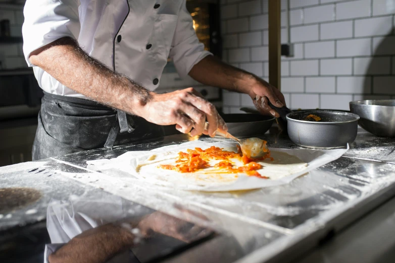 a chef is preparing food in a kitchen, pexels contest winner, calzone zone, 15081959 21121991 01012000 4k, plastic wrap, instagram photo