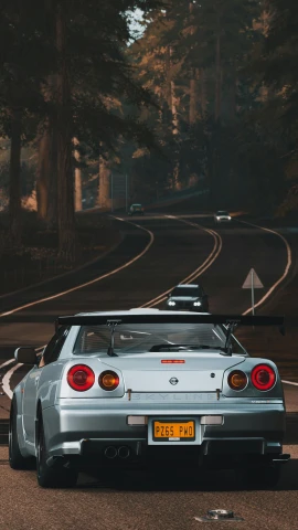 a car is parked on the side of the road, inspired by Josetsu, unsplash contest winner, hyperrealism, video game render, rally driving photo, 2 5 6 x 2 5 6 pixels, gtr xu1