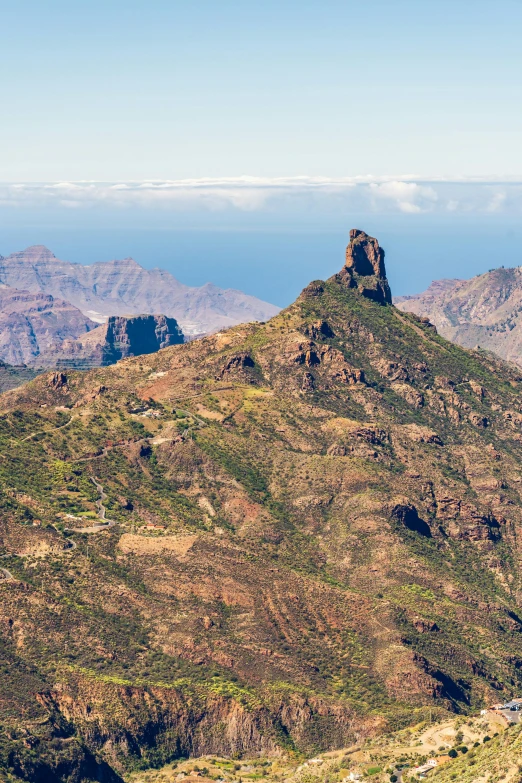 a group of people standing on top of a mountain, les nabis, quixel megascans, view from helicopter, tall spires, an island