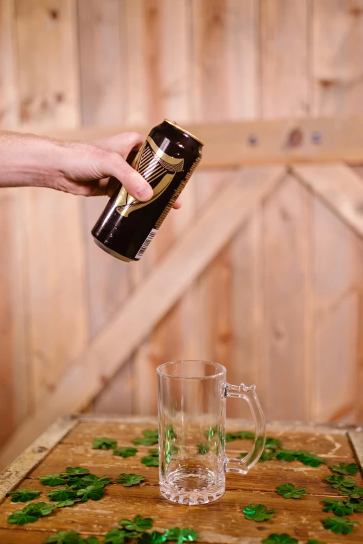 a person pouring a beer into a glass, assembly instructions, plating, can, fully covered