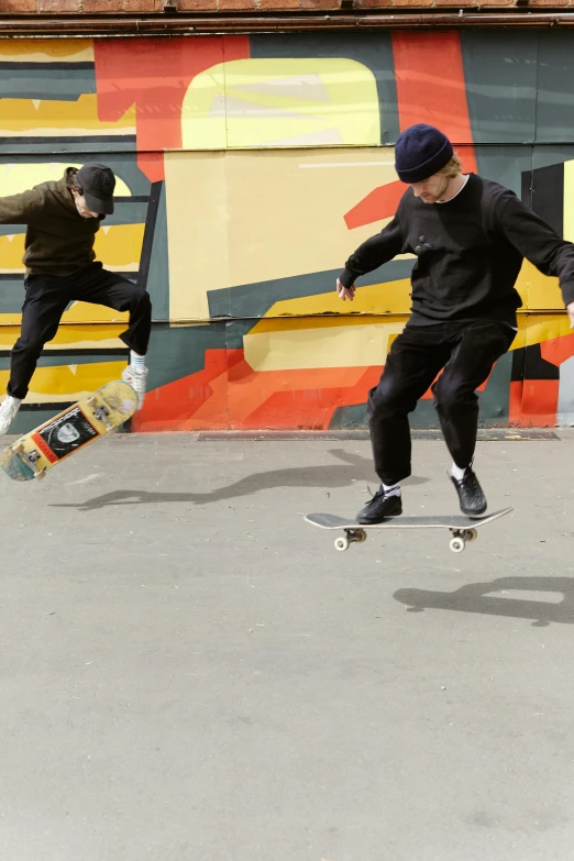 a man flying through the air while riding a skateboard, a cartoon, by Lee Gatch, unsplash, realism, street wear, low quality photo, commercial banner, lee madgwick & liam wong