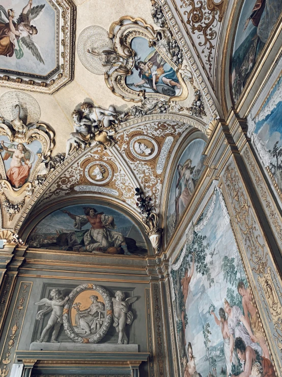 a bunch of paintings on the ceiling of a building, a detailed painting, pexels contest winner, rococo, 2 5 6 x 2 5 6 pixels, scene from supplizia, photograph taken in 2 0 2 0, floro details