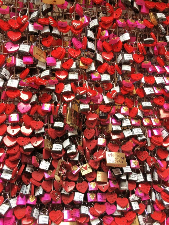 a wall covered in lots of red and pink hearts, pexels, happening, padlocks, 👰 🏇 ❌ 🍃, red square, max dennison