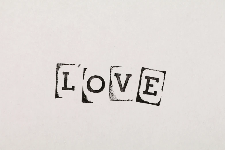 a black and white drawing of the word love, an album cover, stamp, white background!!!!!!!!!!, : :, made of all white ceramic tiles
