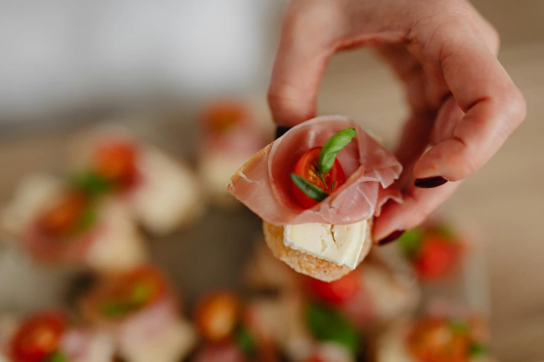 a person holding a piece of food in their hand, profile image, parties, caparisons, plenty mozzarella