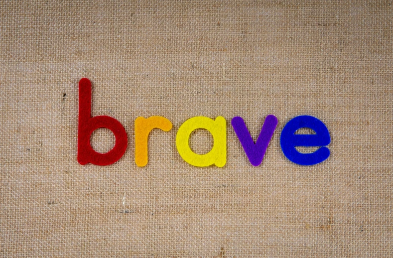 the word brave spelled in colorful plastic letters, trending on pexels, burlap, primary colours, avatar image, embroidered velvet