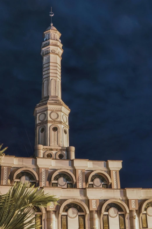 a large white building with a clock tower, a colorized photo, inspired by Canaletto, photorealism, thunderstorm in marrakech, in savannah, museum lighting, detail shot