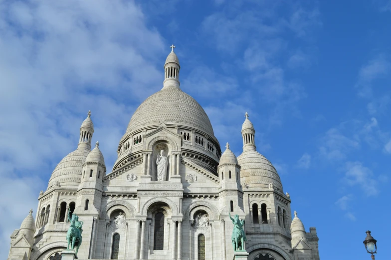 a large white building with statues in front of it, pexels contest winner, art nouveau, background basilica! sacre coeur, thumbnail, urban surroundings, petite