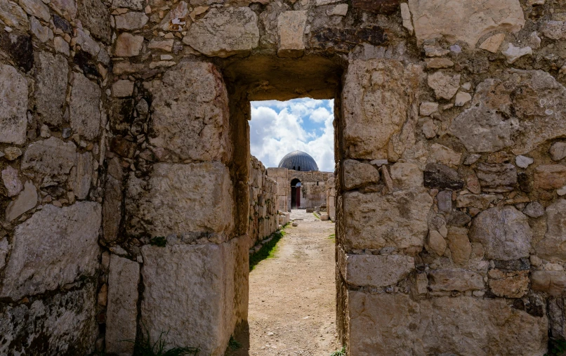 a doorway in a stone wall leading to a dome, pexels contest winner, les nabis, epic vista of old ruins, greek ameera al taweel, slide show, overlooking