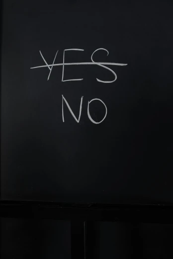 a blackboard with the words yes no written on it, an album cover, no - text no - logo, alessio albi, image, 0