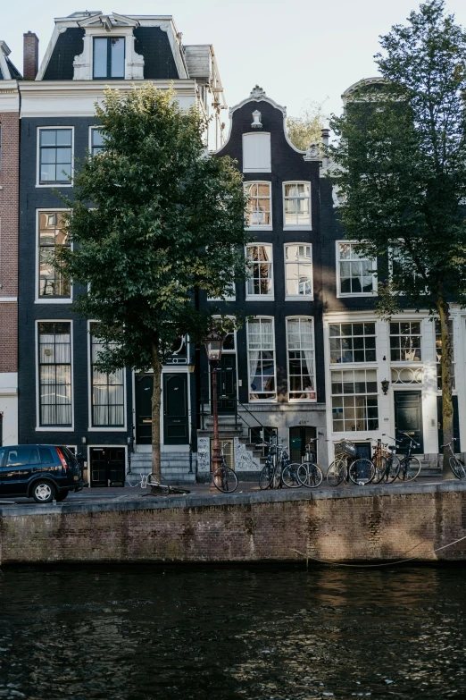 a row of buildings next to a body of water, a photo, inspired by Cornelis Saftleven, fan favorite, view from the street, location of a dark old house, canals