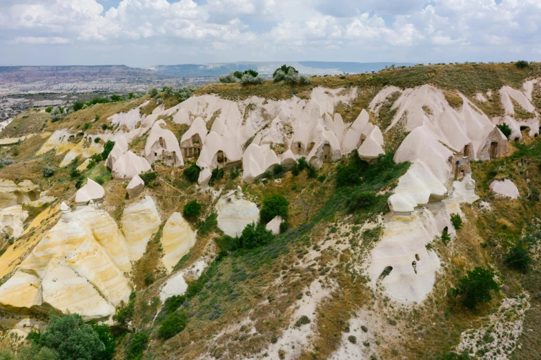 the landscape of cappadin in cappadin national park, cappadin national park, pexels contest winner, art nouveau, white stones, brown, green valley below, gray